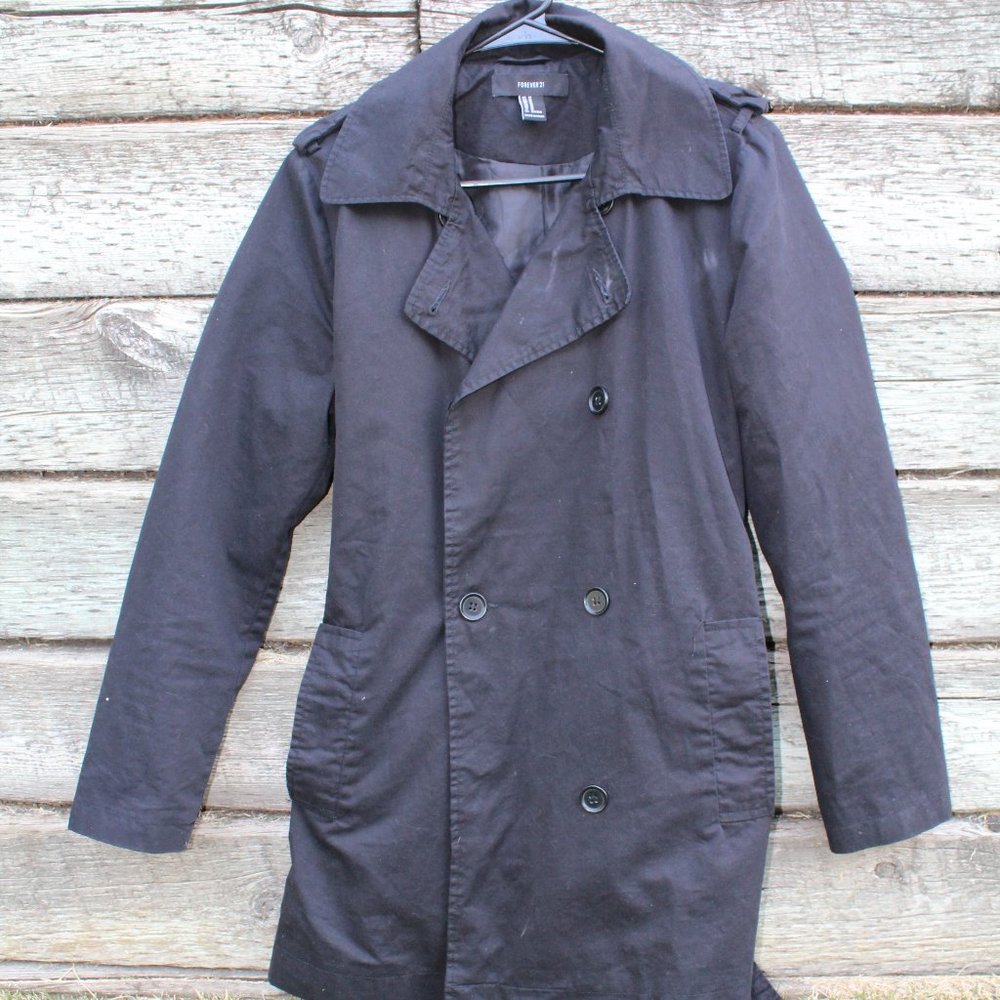 GIRLS BLACK LIGHTWEIGHT TRENCH COAT